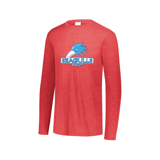 [3075.V96.XS-LOGO1] Decker Men's Tri-Blend T-Shirt - Long Sleeve (Adult XS, Red, Logo 1)
