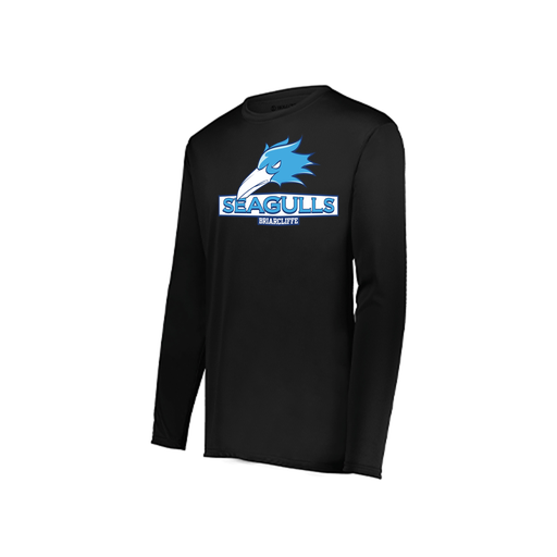 [222823.080.S-LOGO1] Youth LS Smooth Sport Shirt (Youth S, Black, Logo 1)