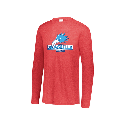 [FTLCUBRD-YS-LOGO1] Decker Youth Tri-Blend T-Shirt - Long Sleeve (Youth S, Red, Logo 1)