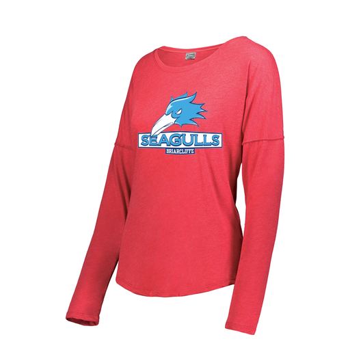 [3077.V96.S-LOGO1] Ladies LS Ultra-blend T-Shirt (Female Adult S, Red, Logo 1)